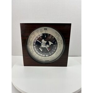 Seiko Quartz Wood Desk Clock World Time Red Airplane Vintage Working QZ877B